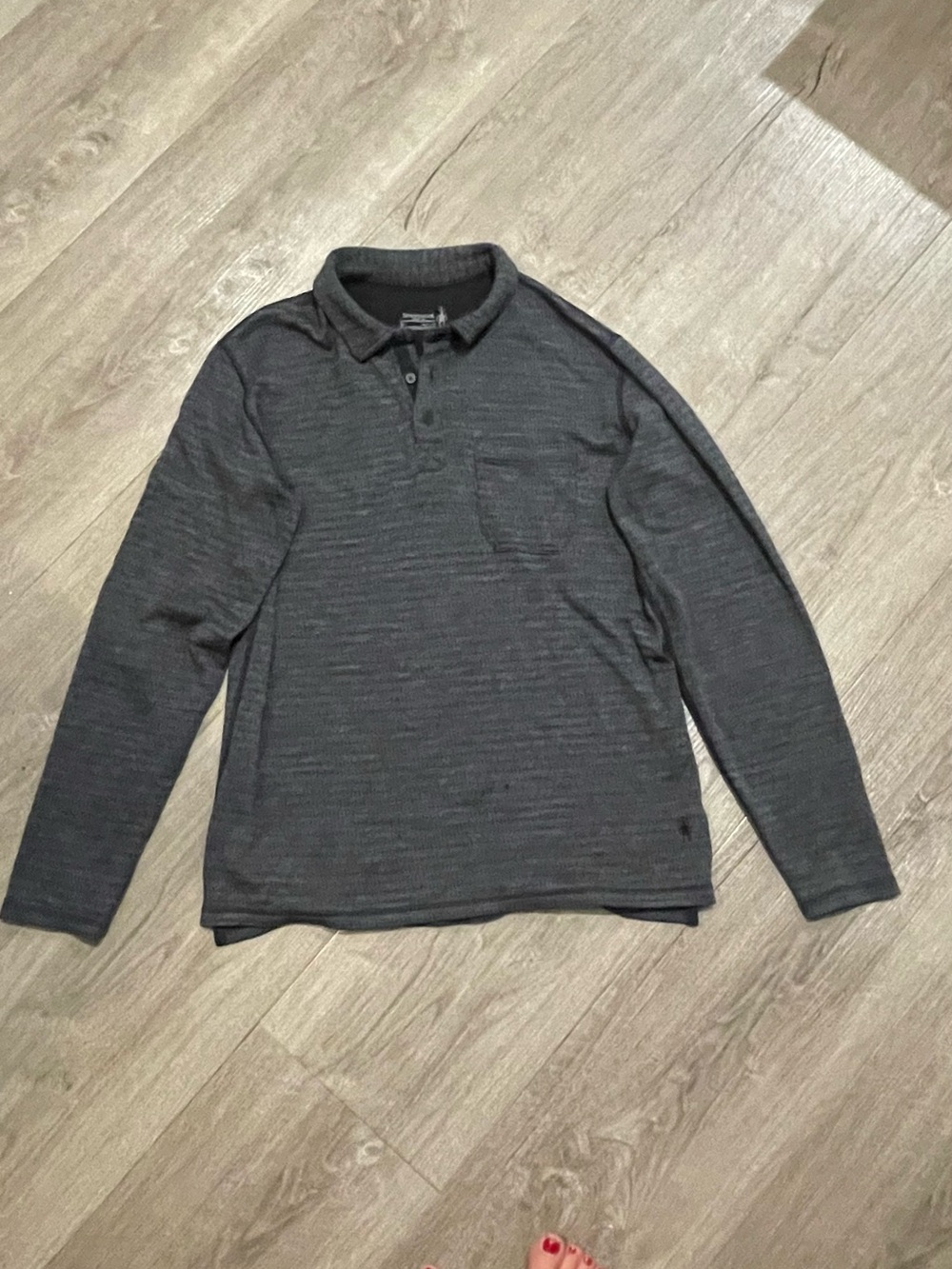 Smartwool Men’s Long-Sleeve Polo in Dark Gray